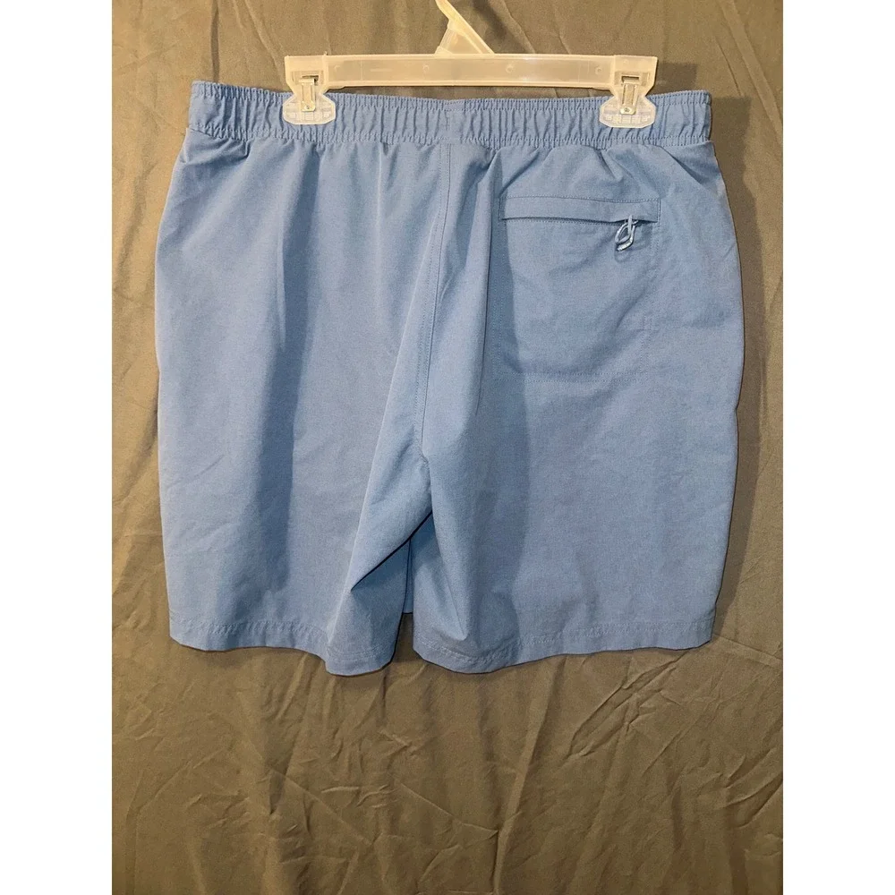 LL Bean Mens Bounder Board Shorts Light Blue Elastic Waist 7 Inch Inseam Large